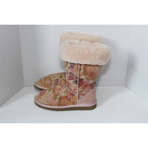UGG Classic Tall Romantic Floral Leather Suede Sheepskin Lined Boot W 6 H13912 - Picture 12 of 12